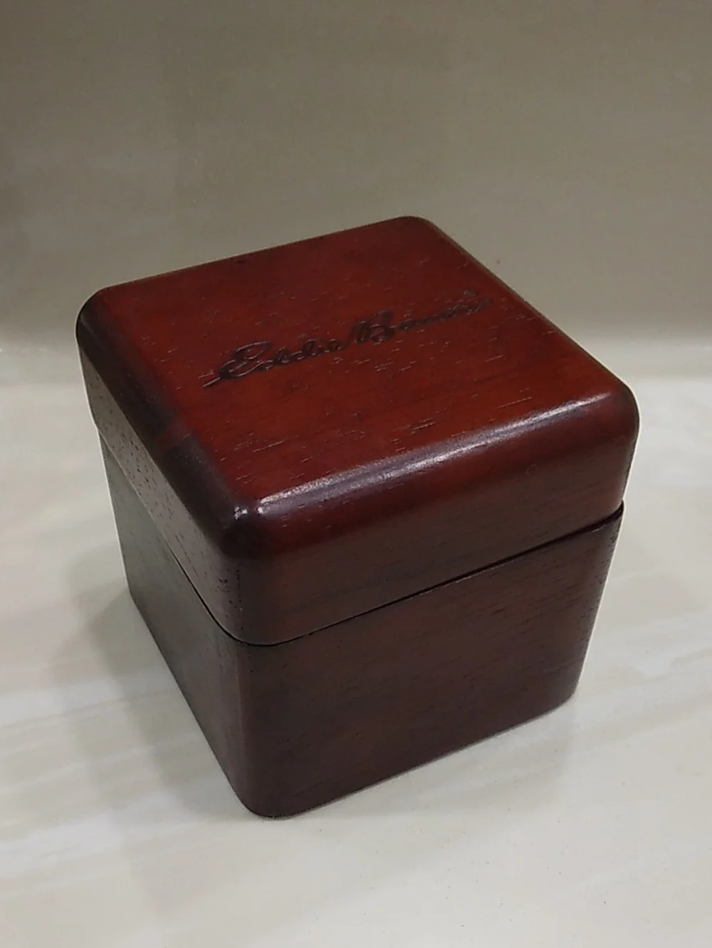Eddie Bauer Dark Wood Square Jewelry Cufflinks Box